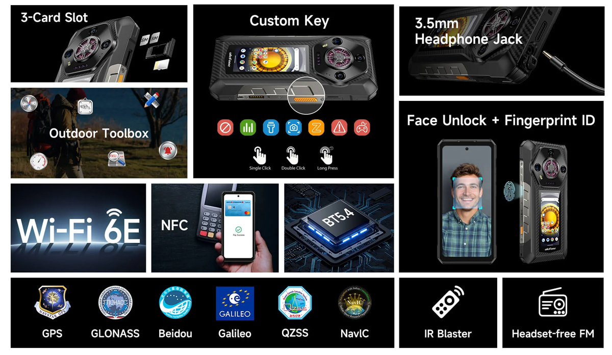 ULEFONE smartphone Armor 30 Pro, 6.95" & 3.4", 16/512GB, 5G, 12800mAh, IP68/IP69K, μαύρο - Image 3