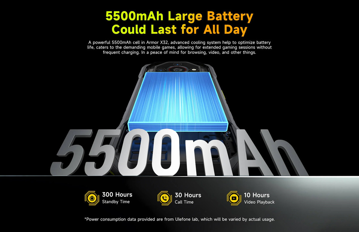 ULEFONE smartphone Armor X32, 5.65", 6/128GB, 5500mAh, IP68/IP69K, μαύρο