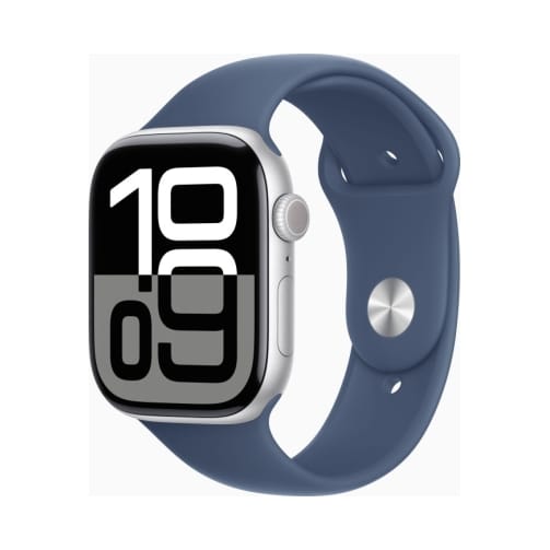 Apple Watch (Series 10 2024) Gps 46mm Silver Aluminium Case με Denim M/L Sport Band EU - Apple - MWWM3QF/A - 0195949563720 -